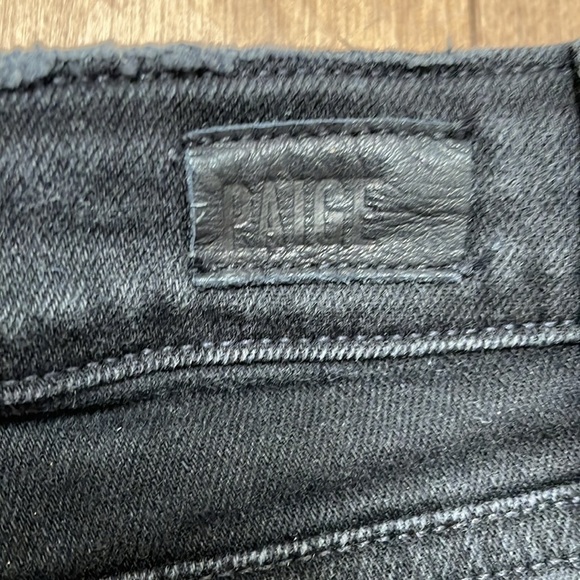 Paige Margot mini Shorts high rise Noir Studded Heart, black distressed, sz 29 - Picture 9 of 12